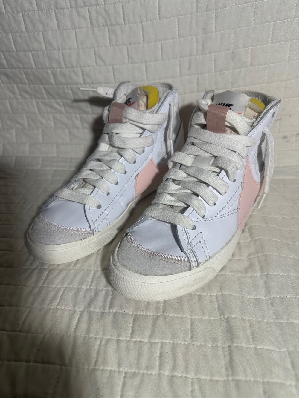 Nike Women’s Mid-Top Sneakers in White and Light Pink